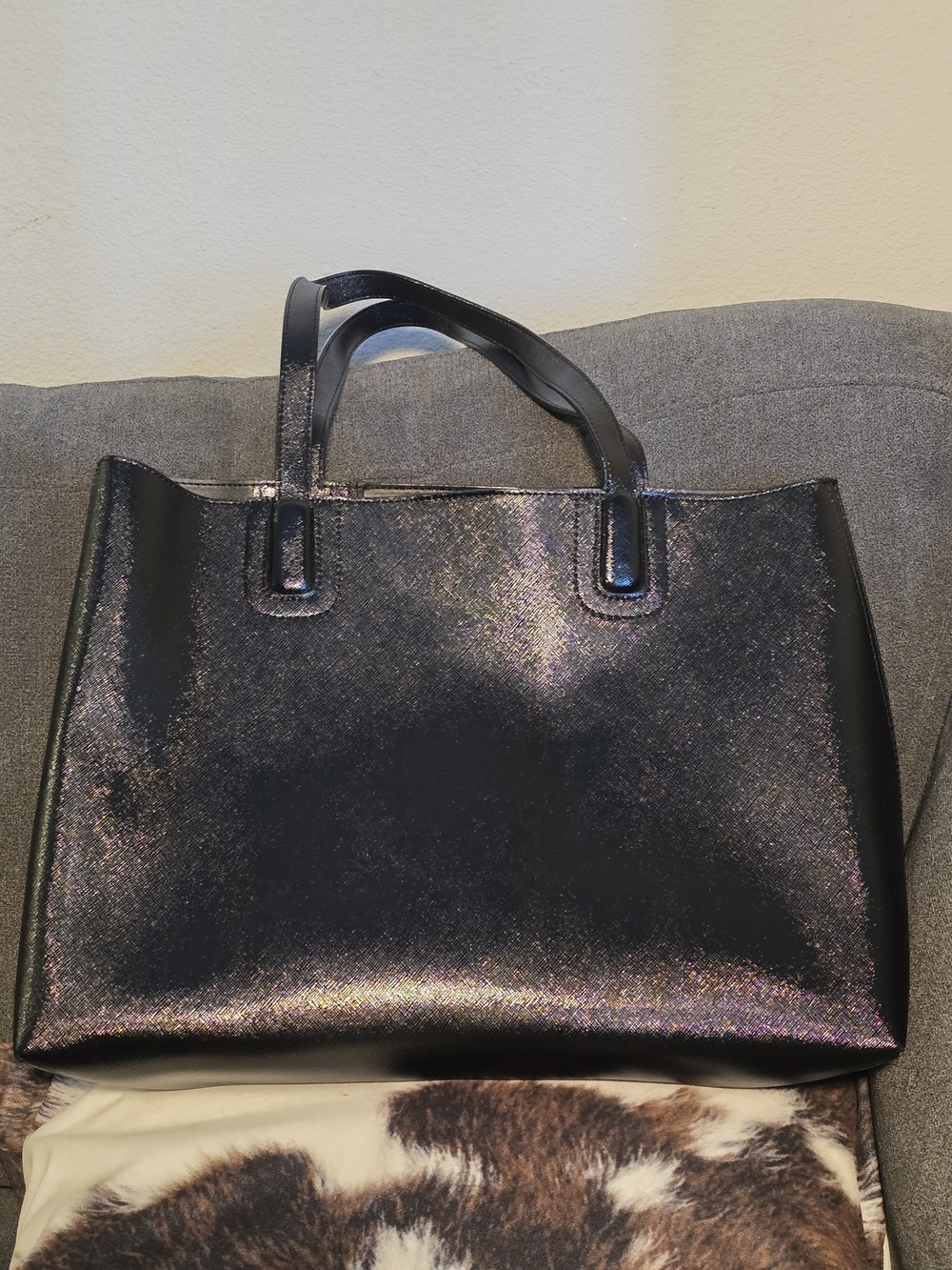 Nordstrom Iridescent Black Beacon Tote with Magnetic Closure